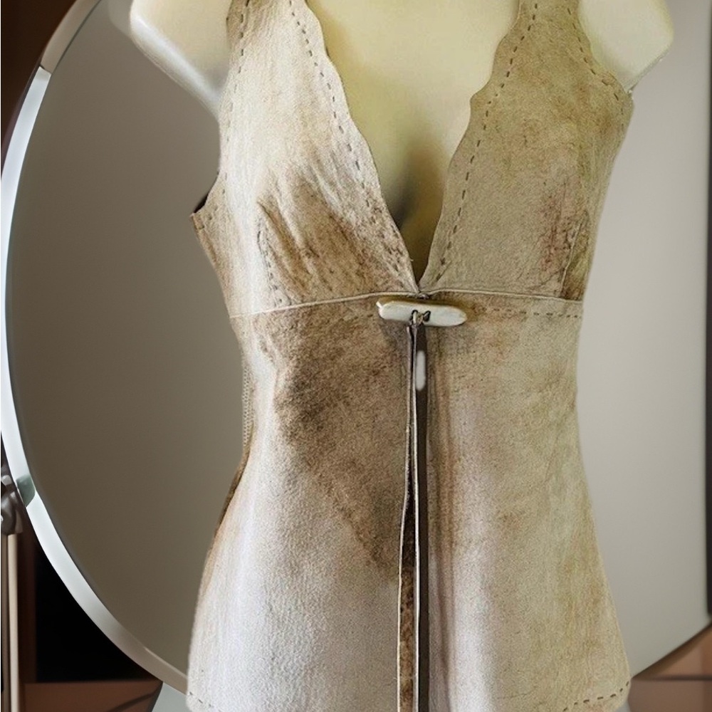 Dolce & Gabbana Tan Suede Leather Corset Top - Picture 3 of 13